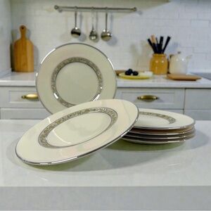 Lenox Springdale Bread & Butter Plates 6 3/8” Platinum Trim USA Set of 6 Vintage